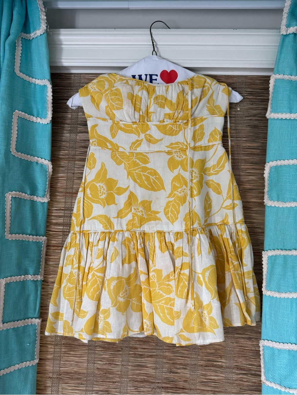 Zimmermann Yellow and White Strapless Floral Mini Dress